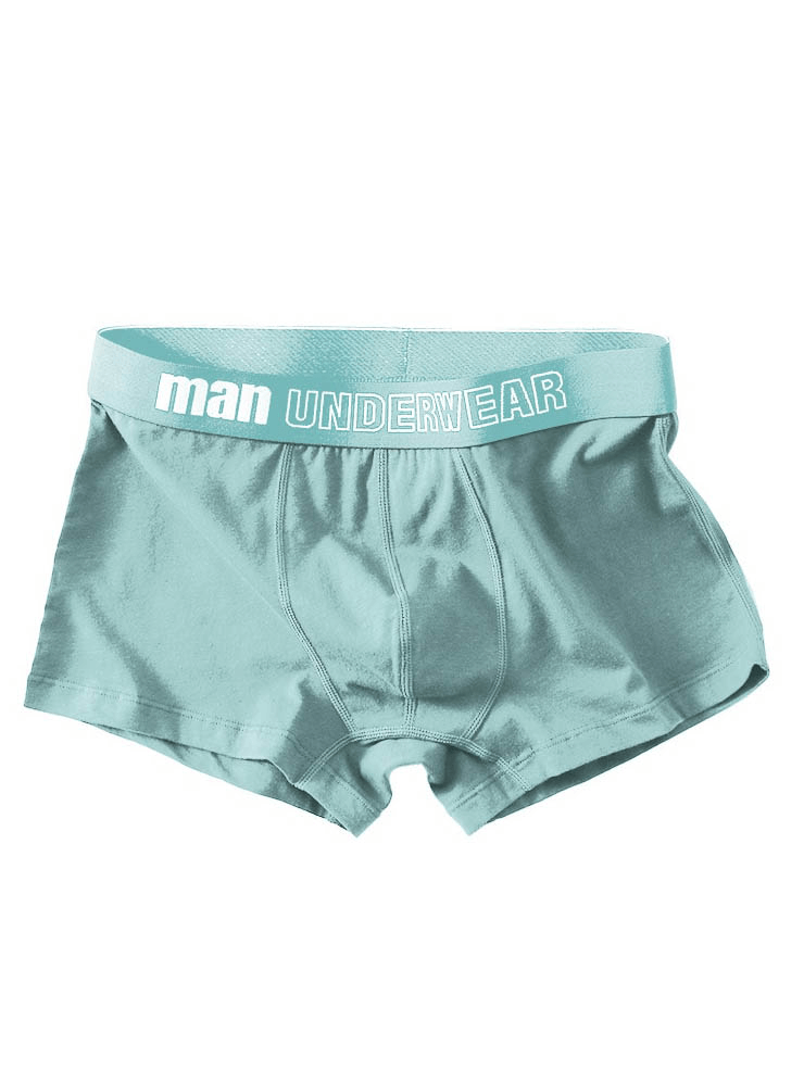 Light green casual solid color men's cotton boxers, breathable and comfortable. Perfect for everyday wear.